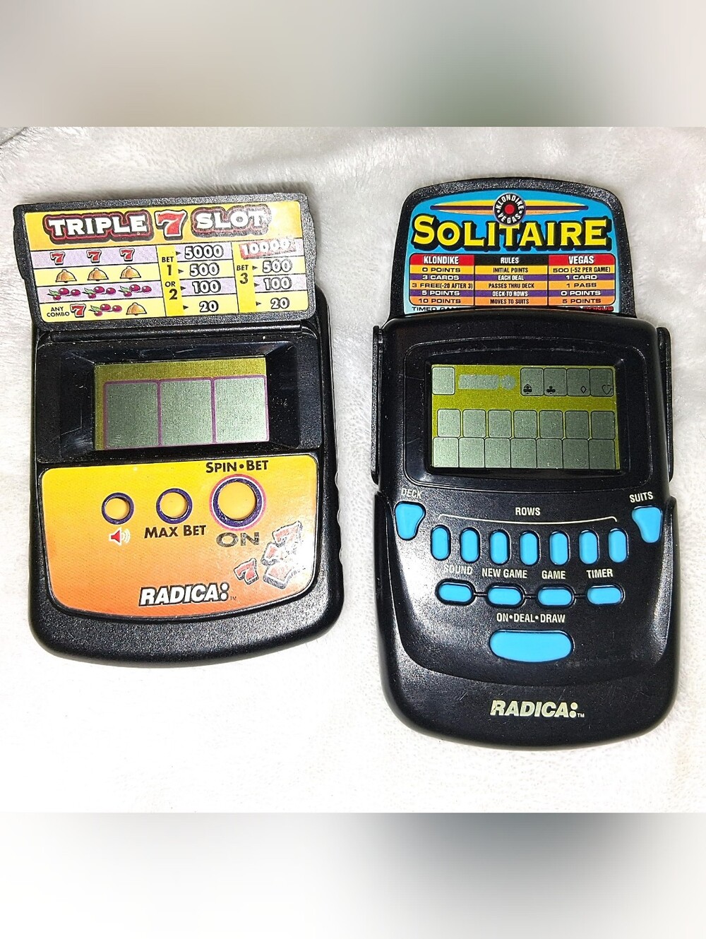 Vintage Handheld Electronic Game - Solitaire & Triple 7 Slot  Radica: